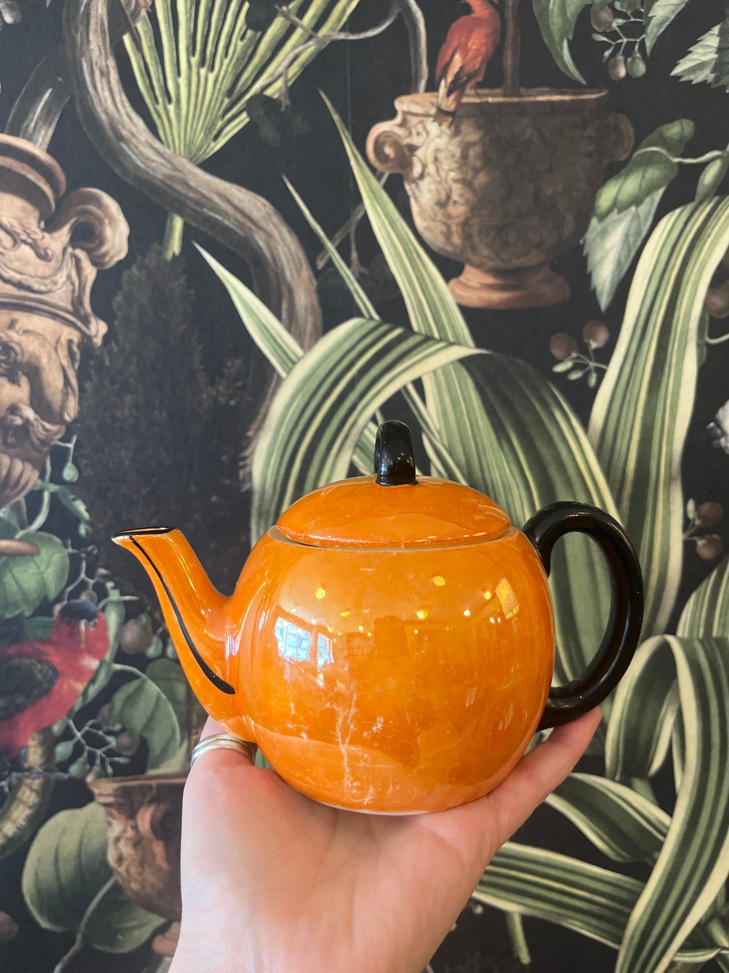 Vintage orange lustreware teapot