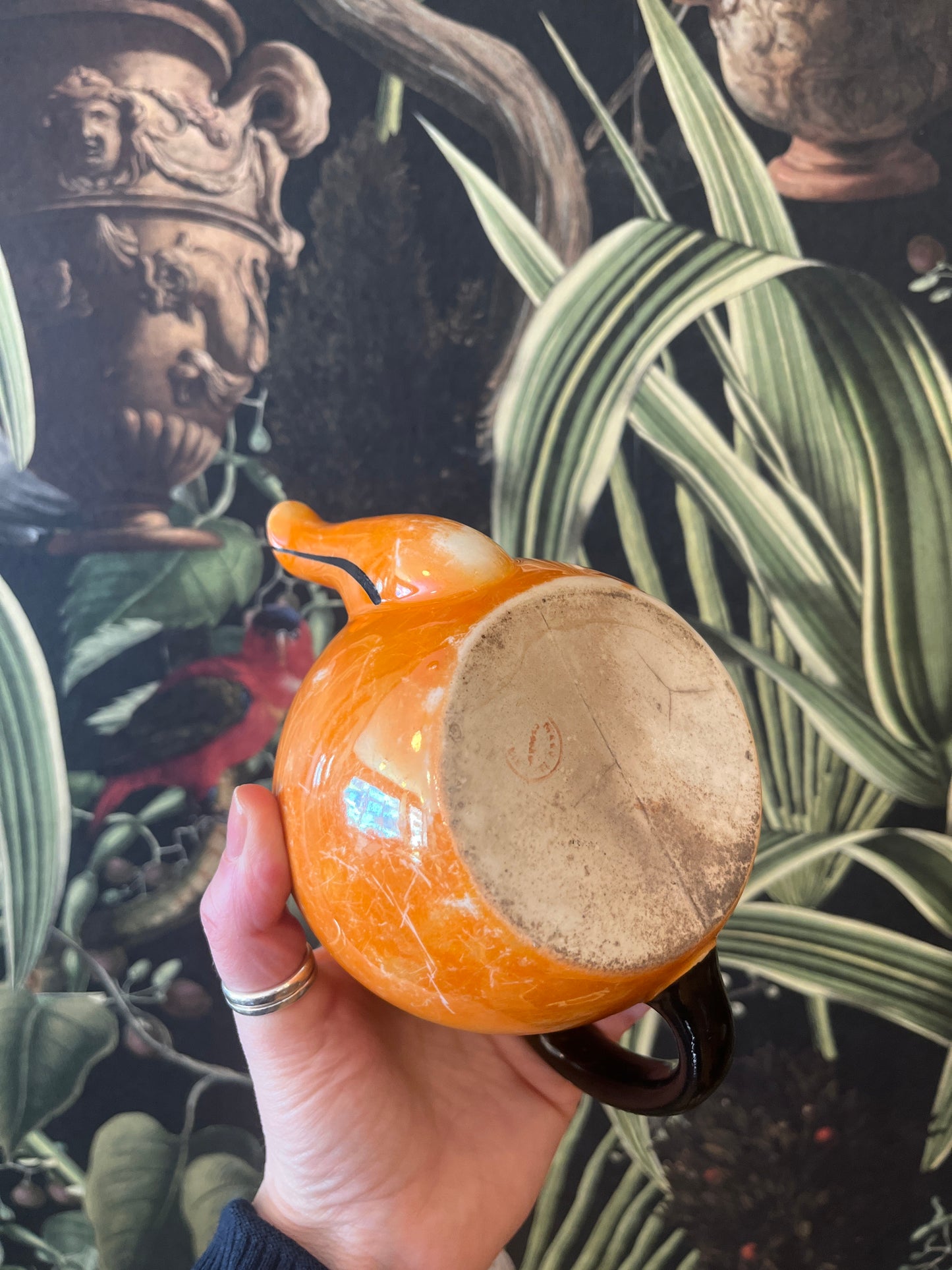 Vintage orange lustreware teapot