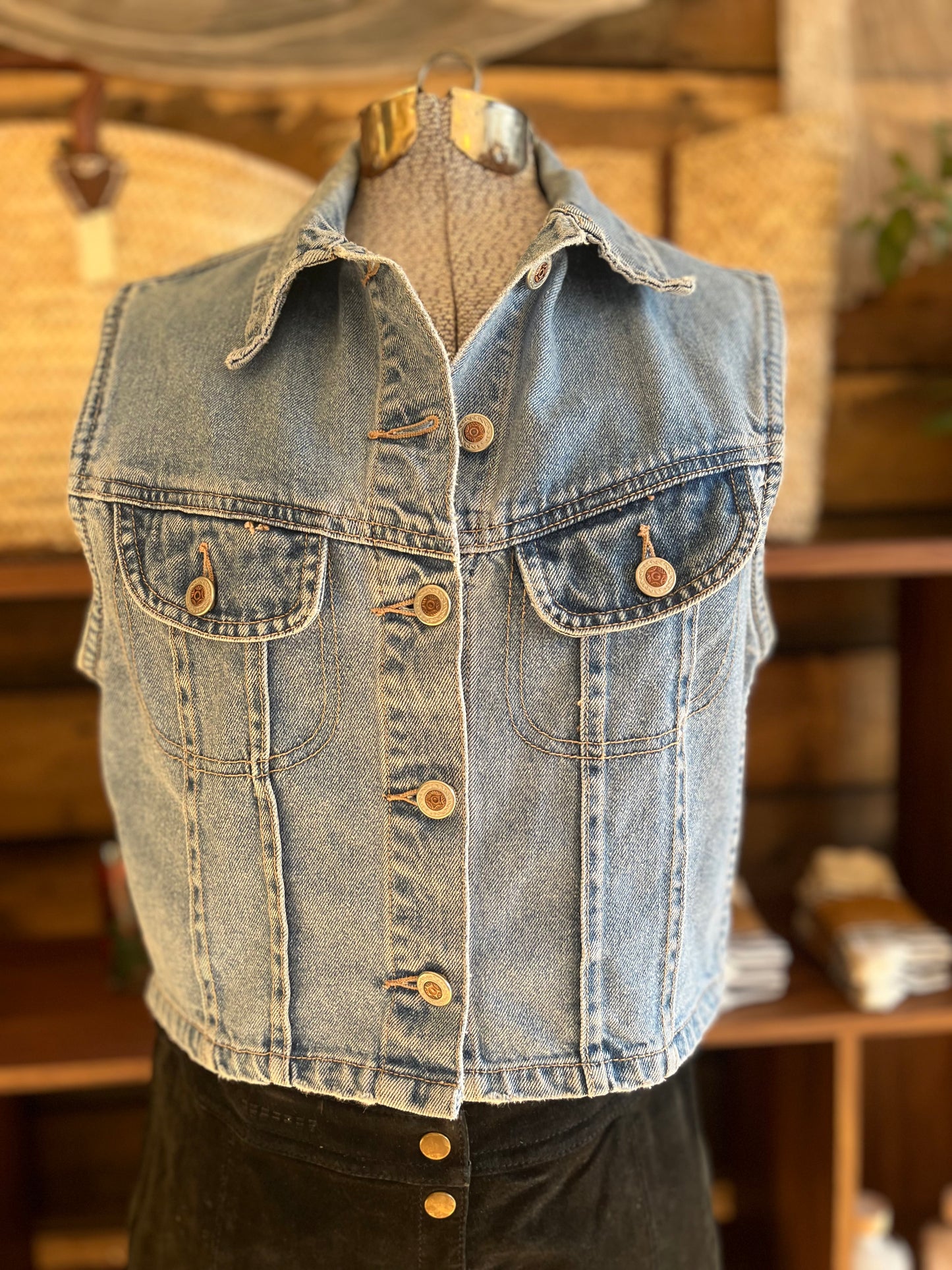 Vintage topaz denim vest, S/m