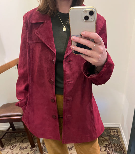 Non vintage Danier red suede jacket, large