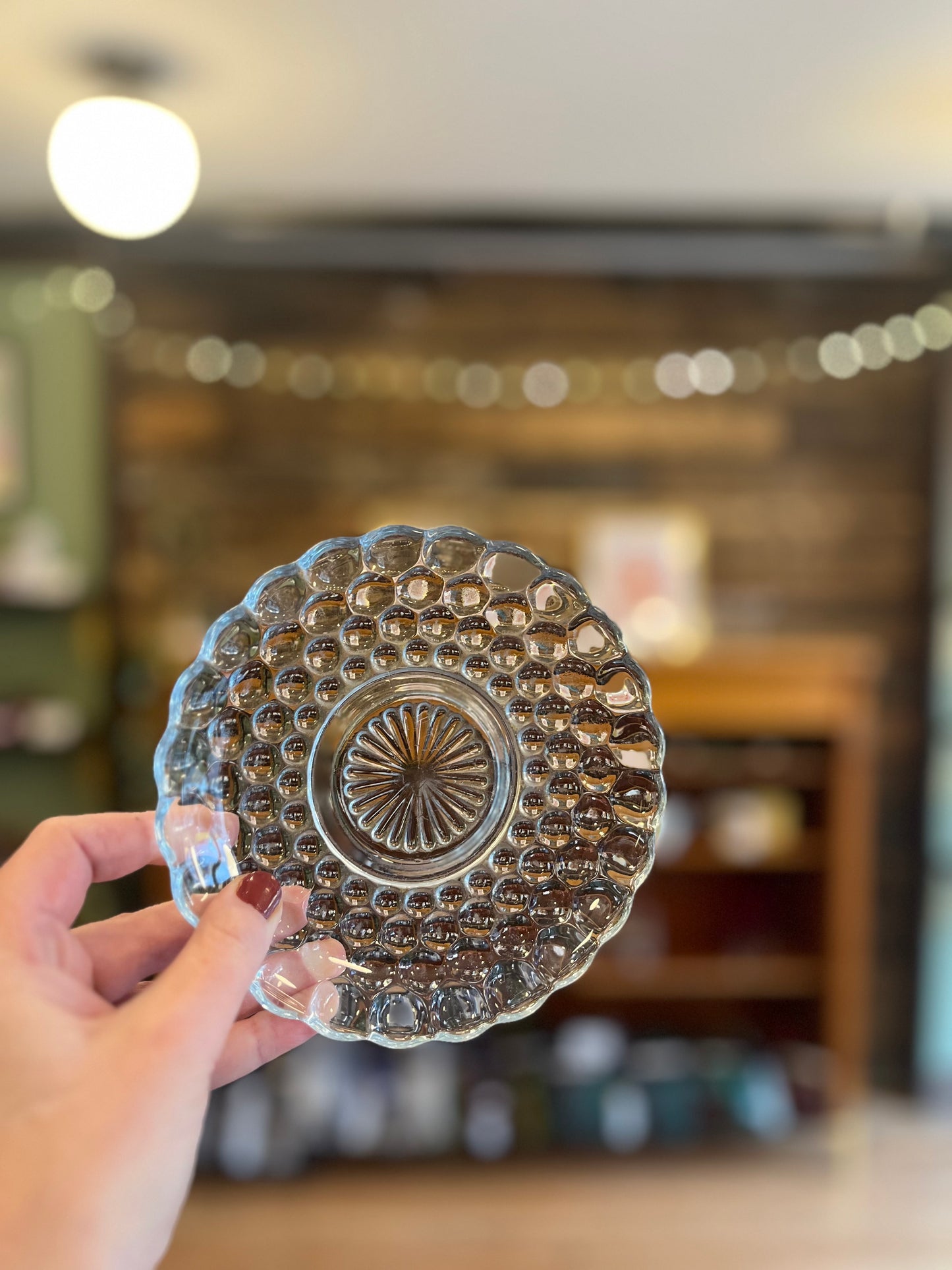 Vintage Clear Bubble Glass Cup and Saucer