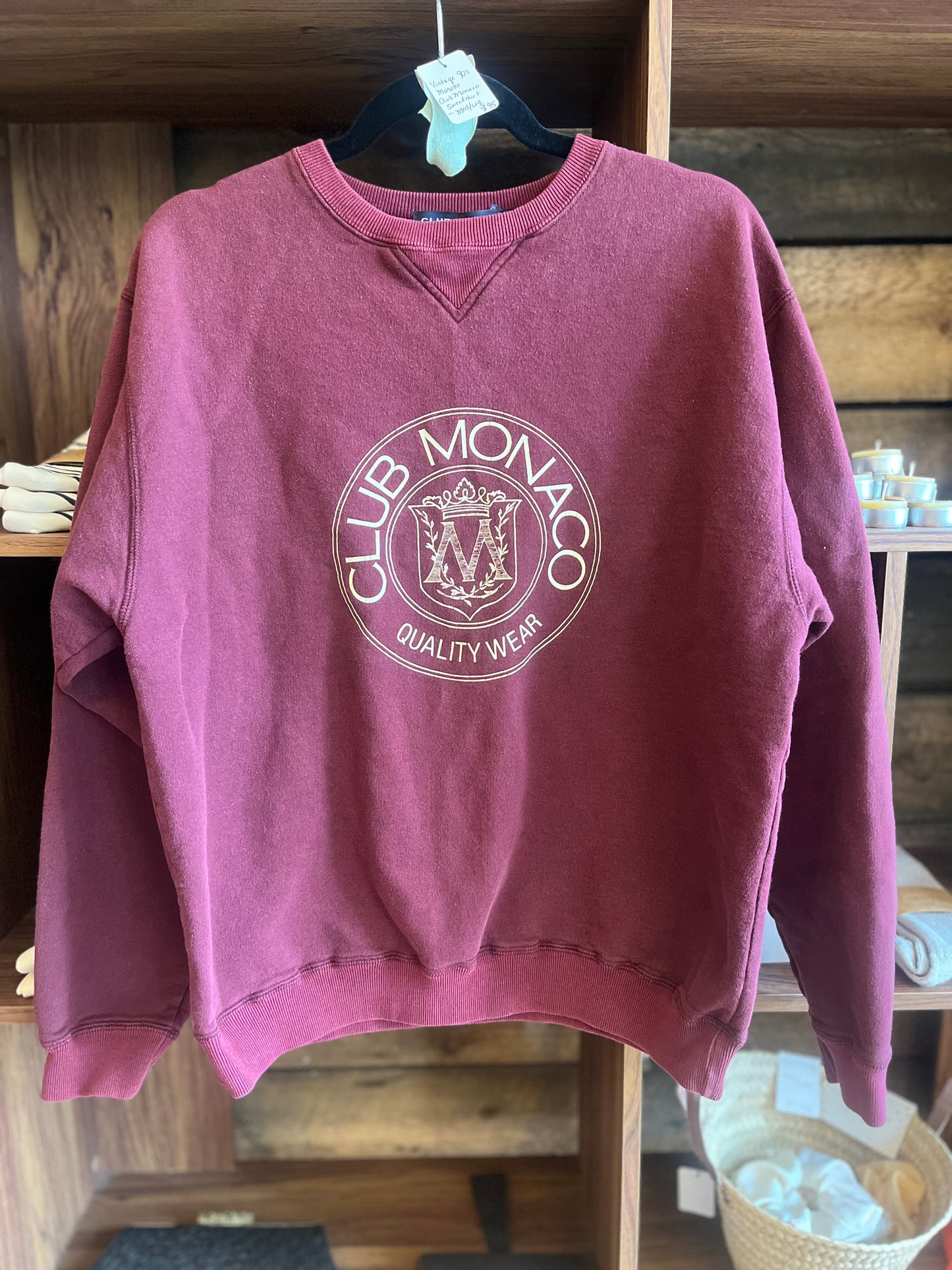 Vintage 90’s Maroon club Monaco sweatshirt, med/lrg