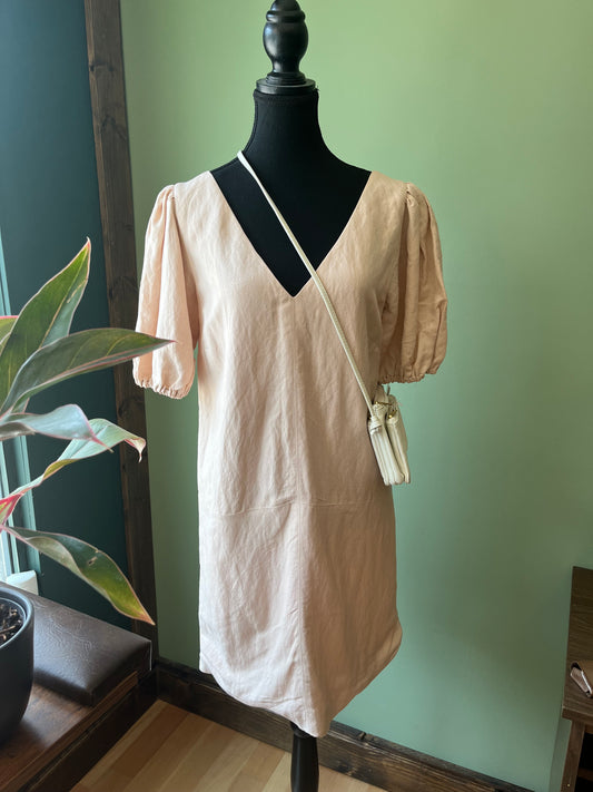 Non vintage Emerson Fry blush linen puff sleeve dress, s-m