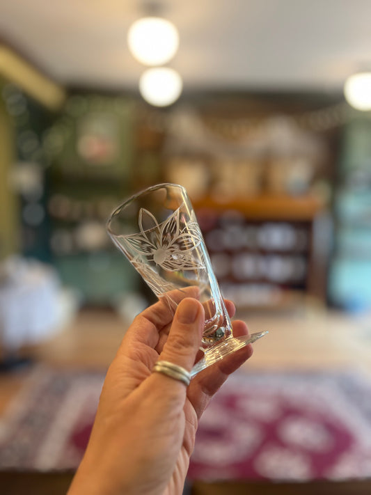 Vintage Small Floral Etched Glasses