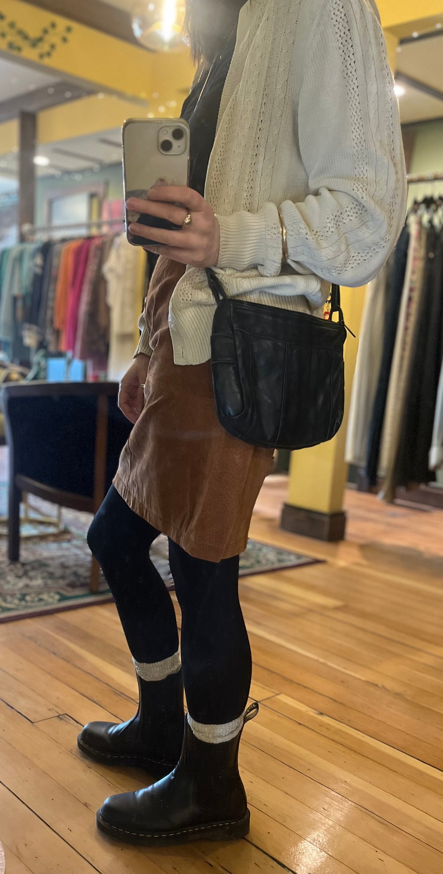 Small black leather shoulder bag