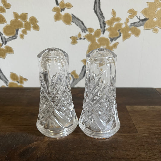 Vintage Cut Crystal Salt & Pepper Shakers