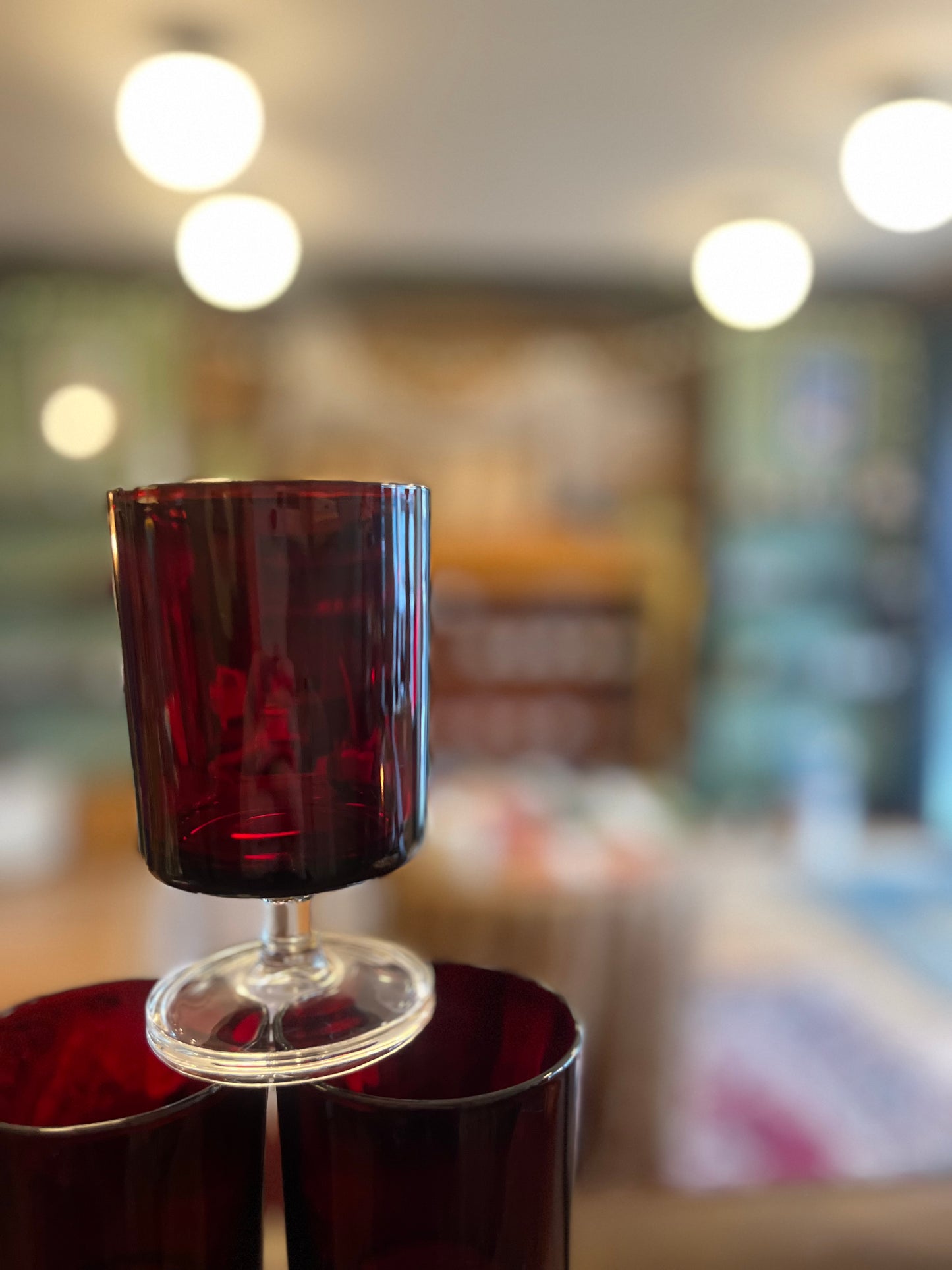 Vintage Ruby Red Wine Glasses