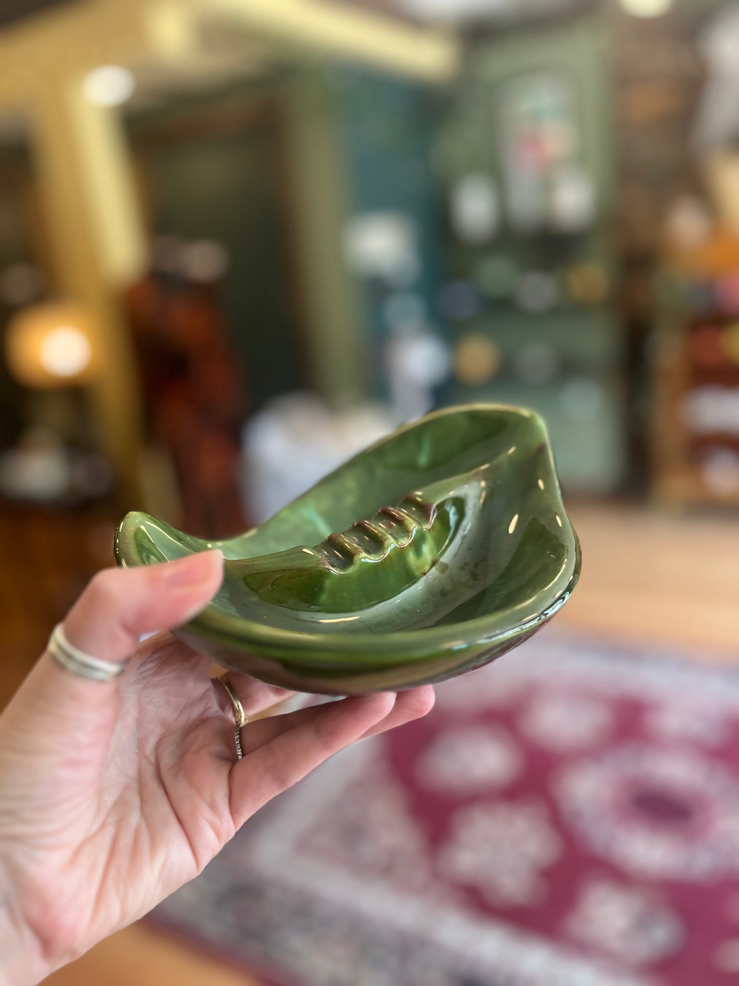 Green ceramic ashtray