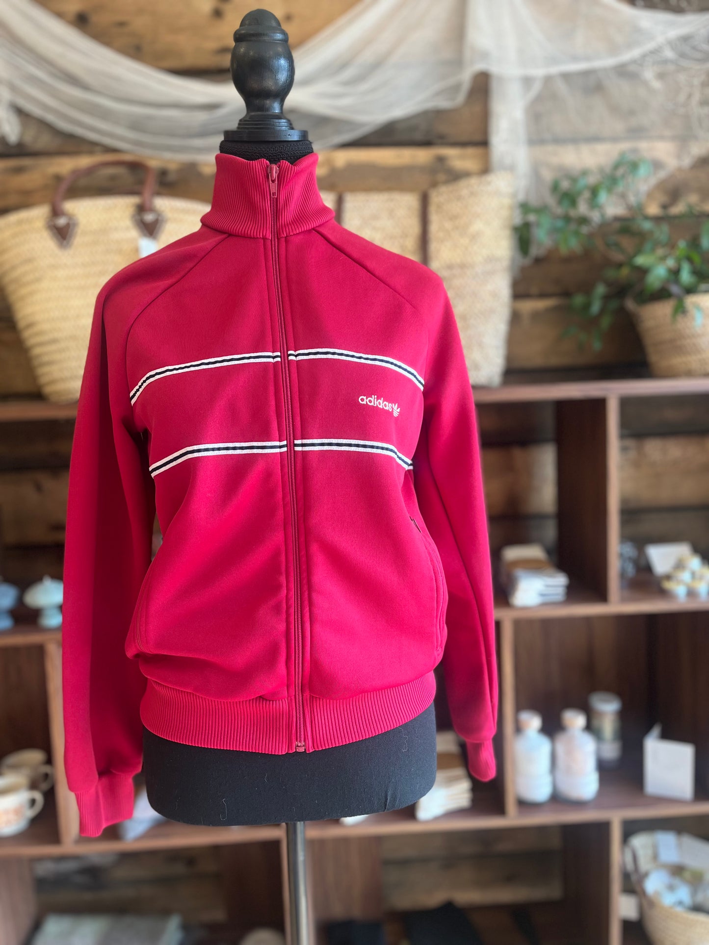 Vintage Adidas maroon jacket, small