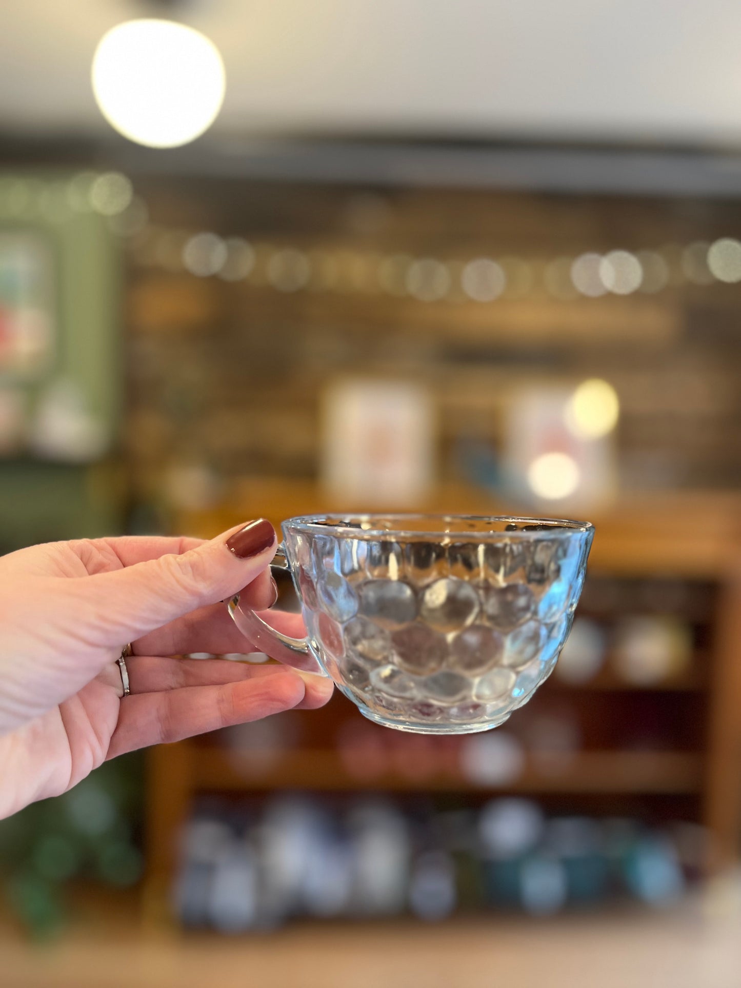 Vintage Clear Bubble Glass Cup and Saucer