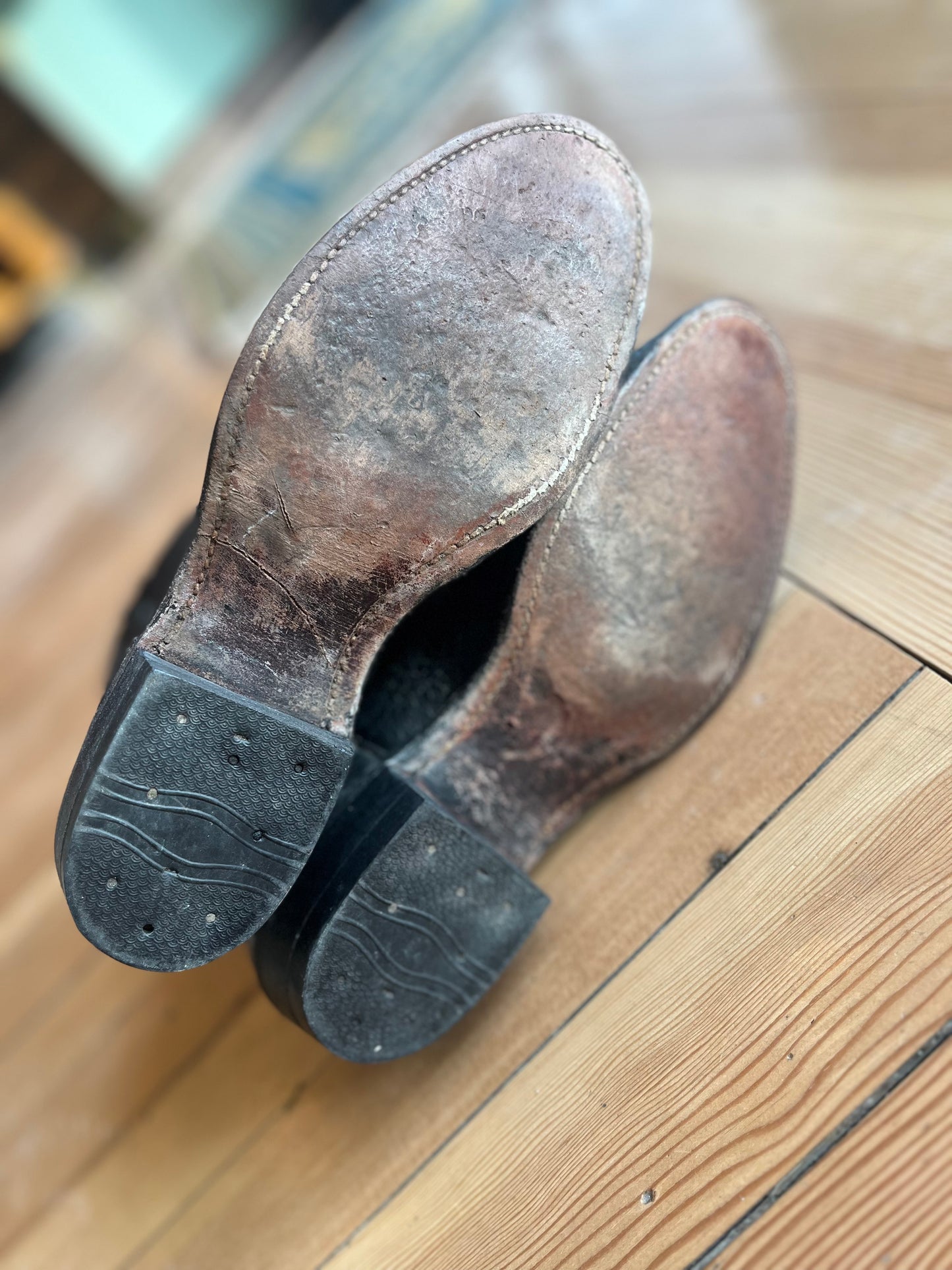 Vintage Black Leather Cowboy Boots, 9