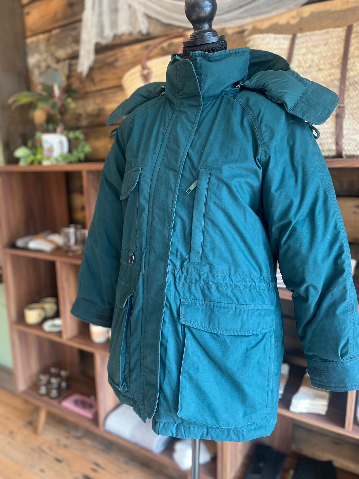 Vintage green Eddie Bauer puffer coat, XS petite