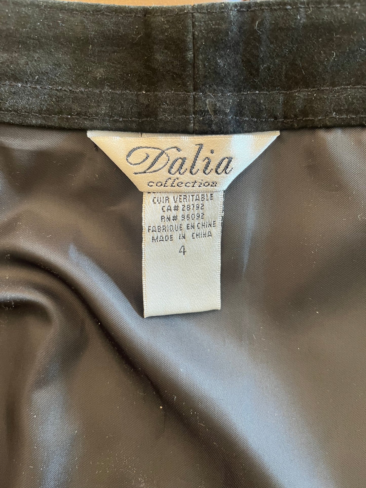 Vintage black button front suede skirt, small, 28” as is