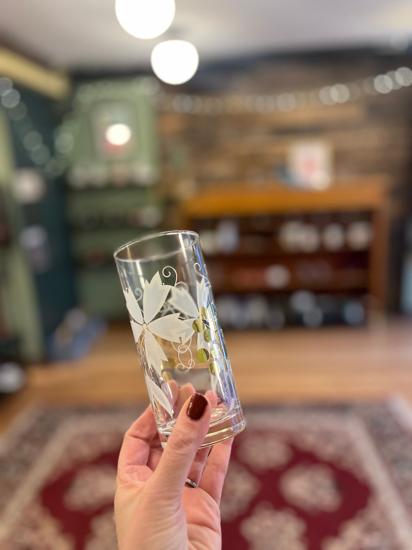 Vintage highball cocktail tumblers w grapes