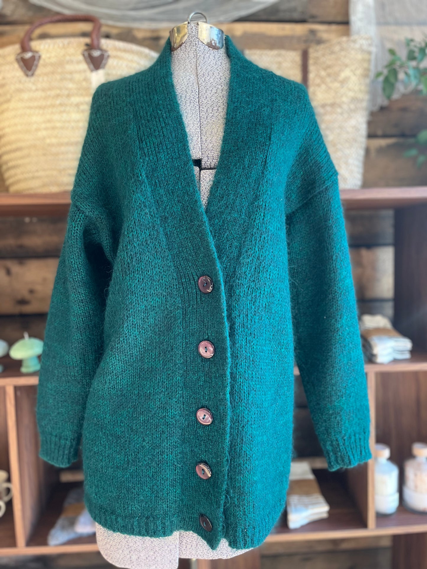 Vintage northern isles emerald green cardigan, large
