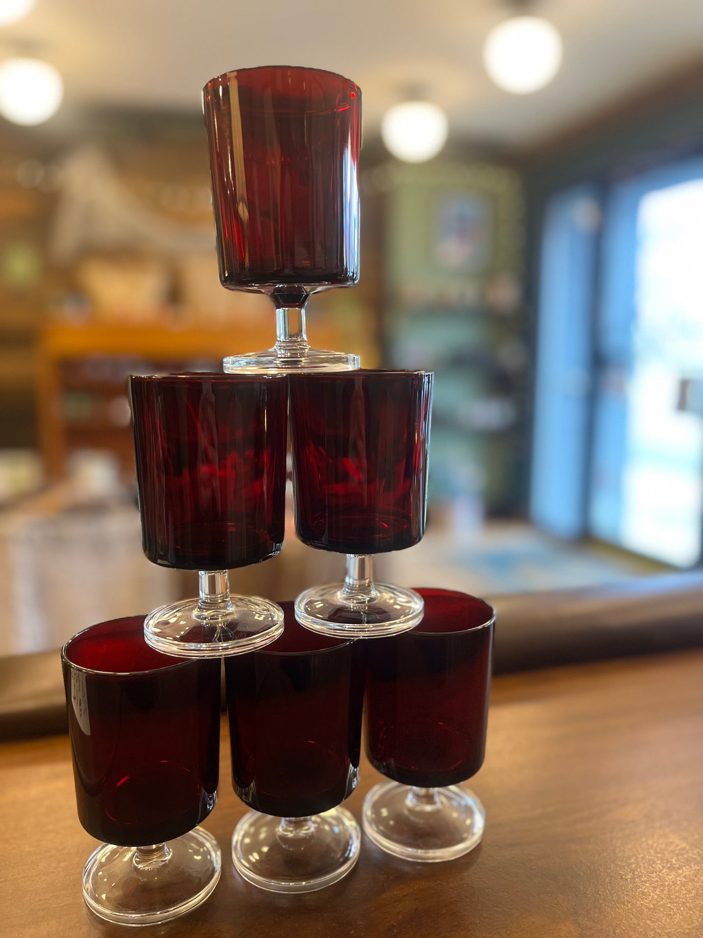 Vintage Ruby Red Wine Glasses