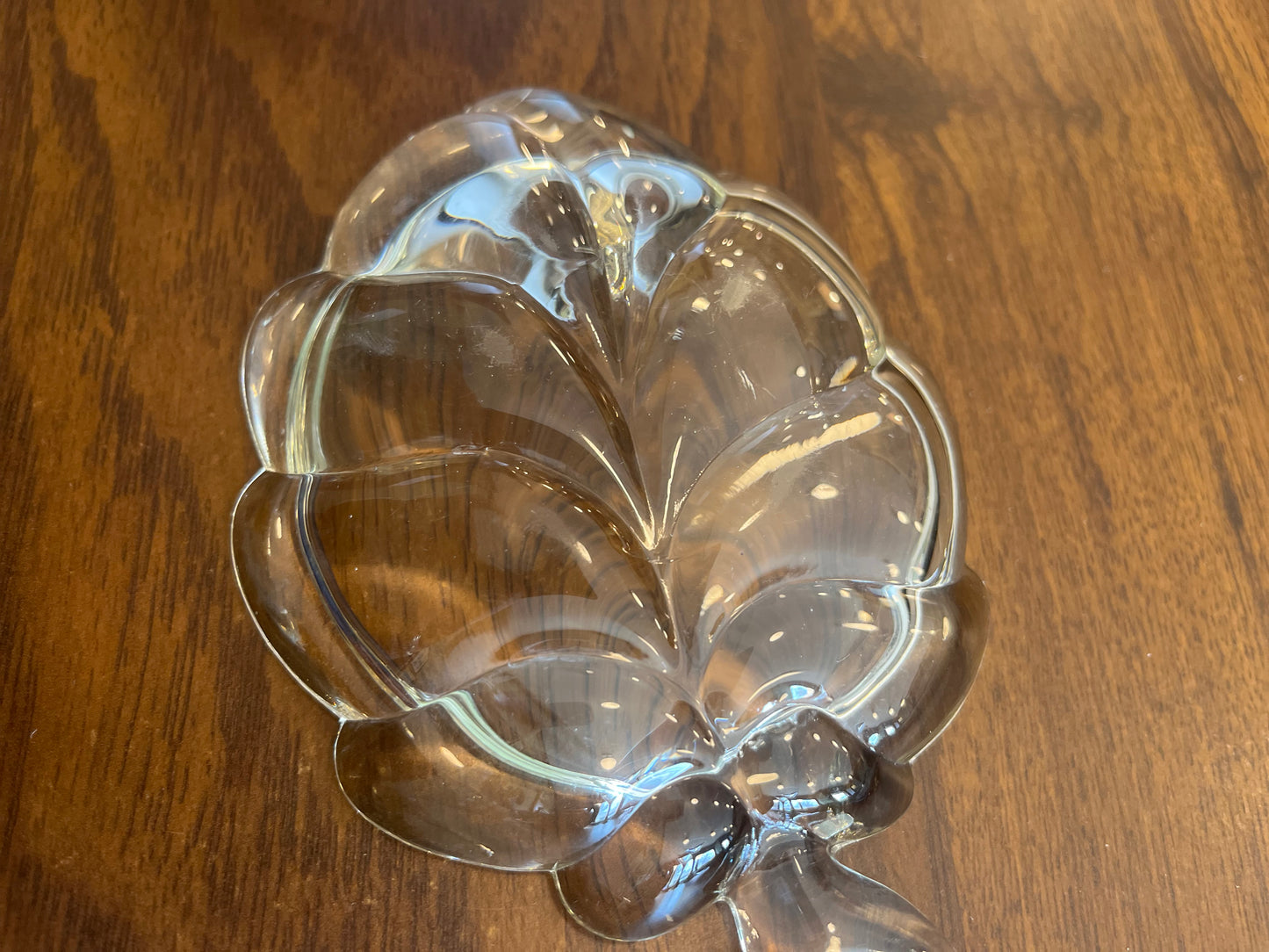 Vintage glass leaf dish