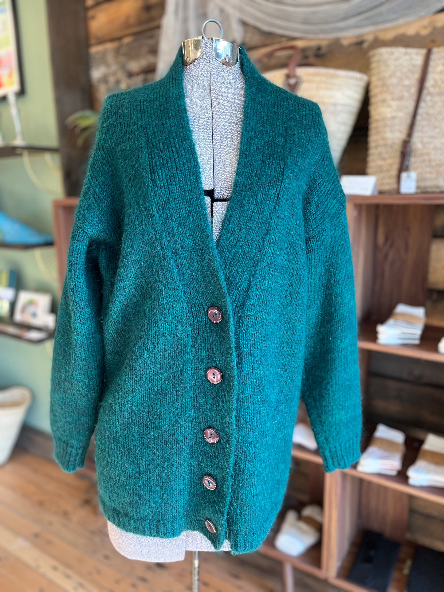Vintage northern isles emerald green cardigan, large