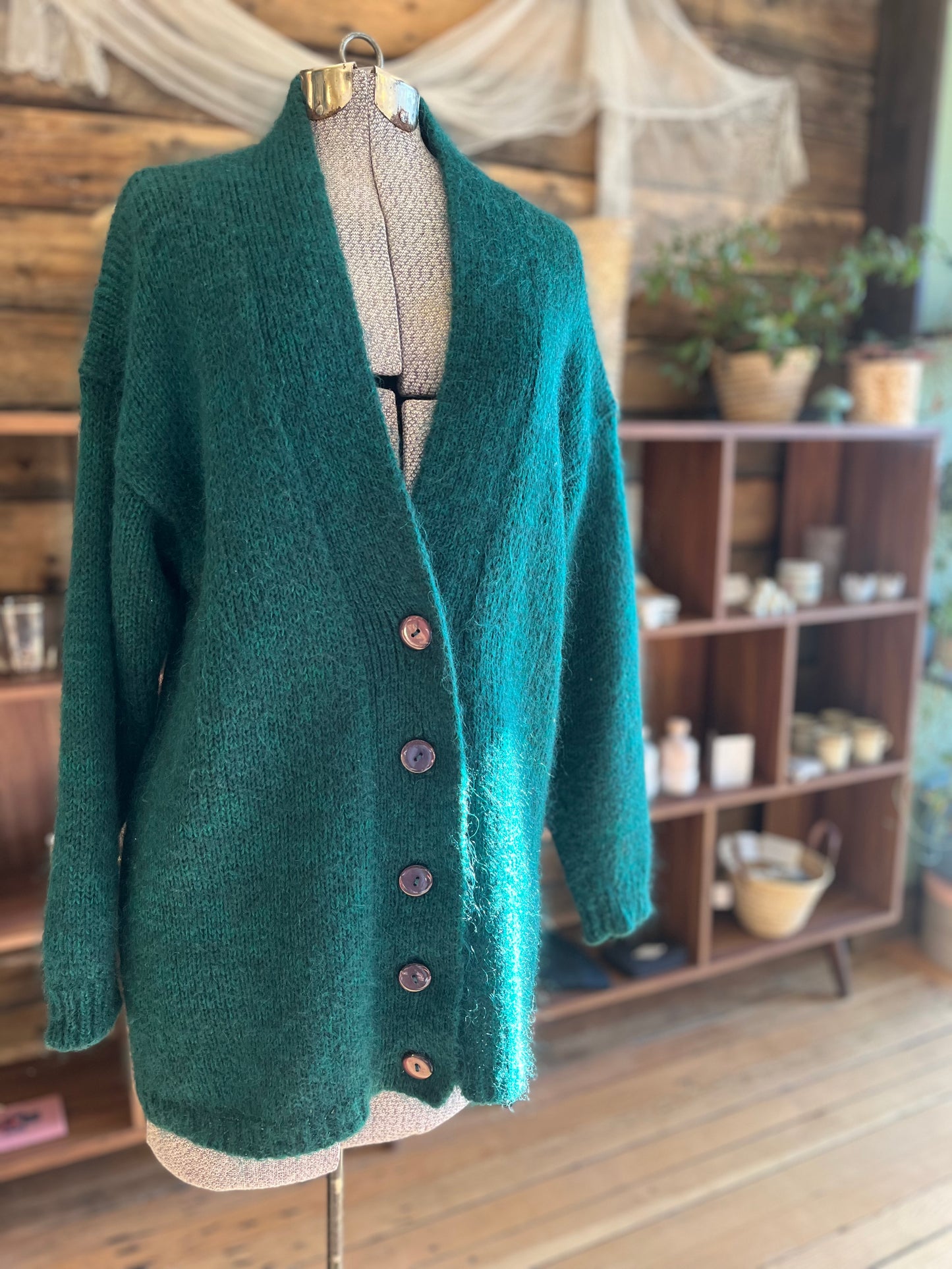 Vintage northern isles emerald green cardigan, large