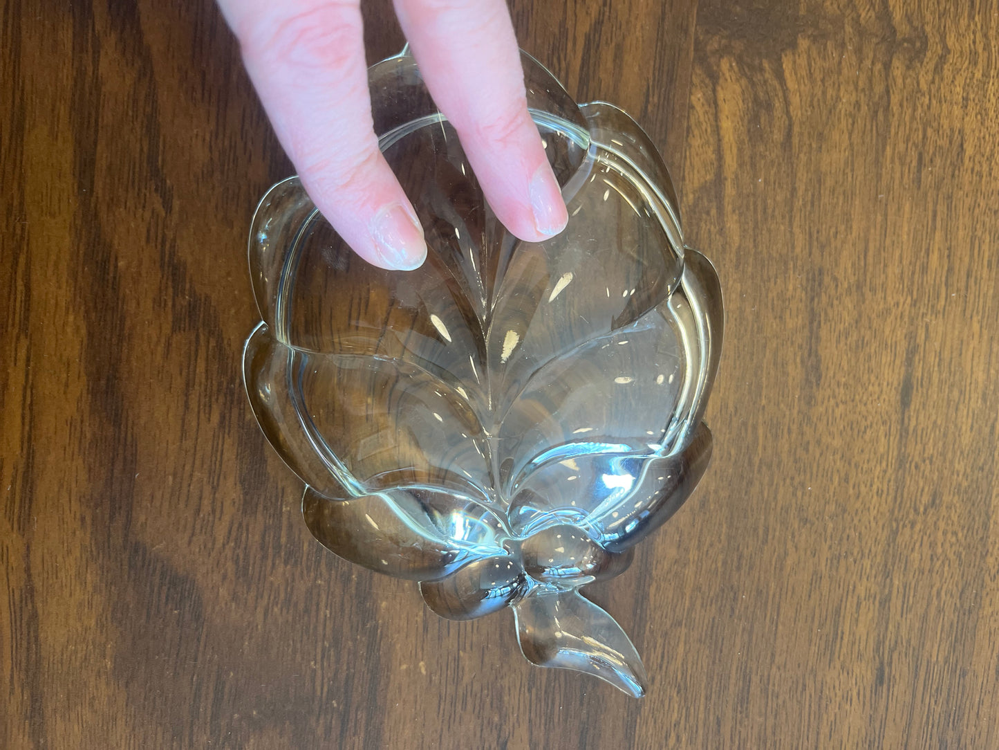 Vintage glass leaf dish