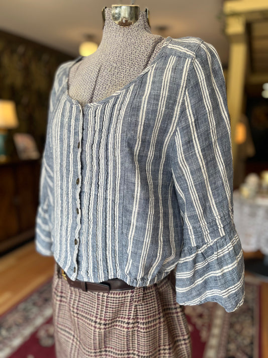 Free People Linen Blend striped top, small