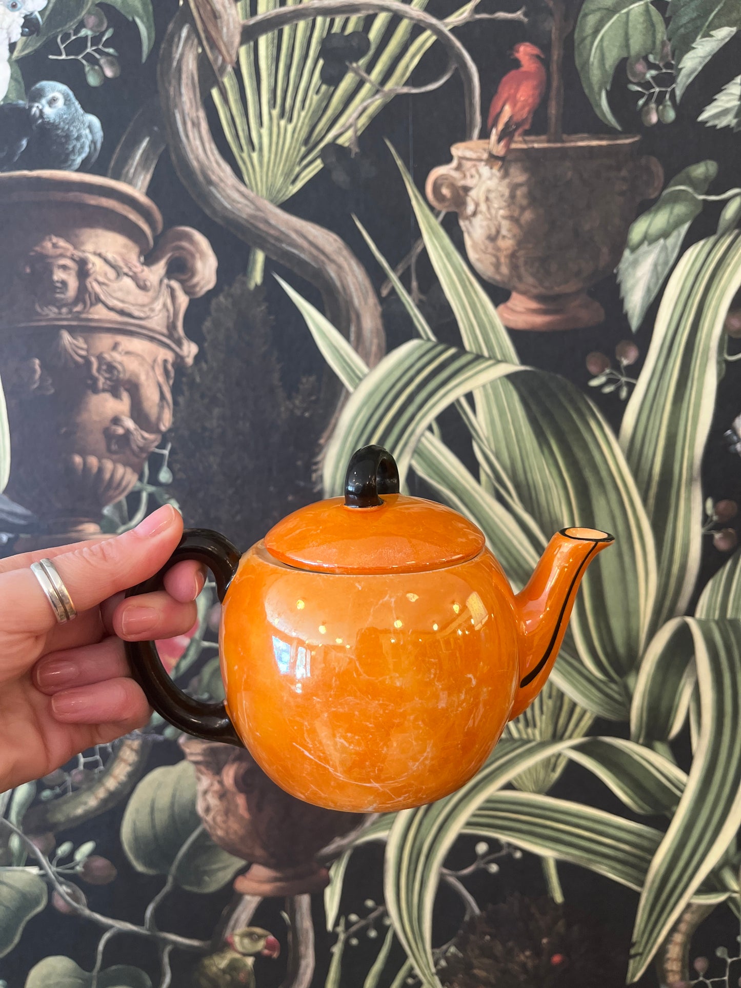 Vintage orange lustreware teapot