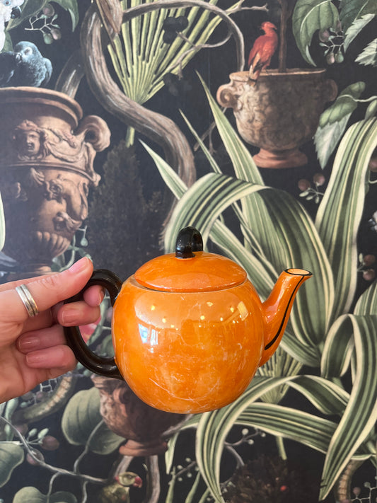 Vintage orange lustreware teapot