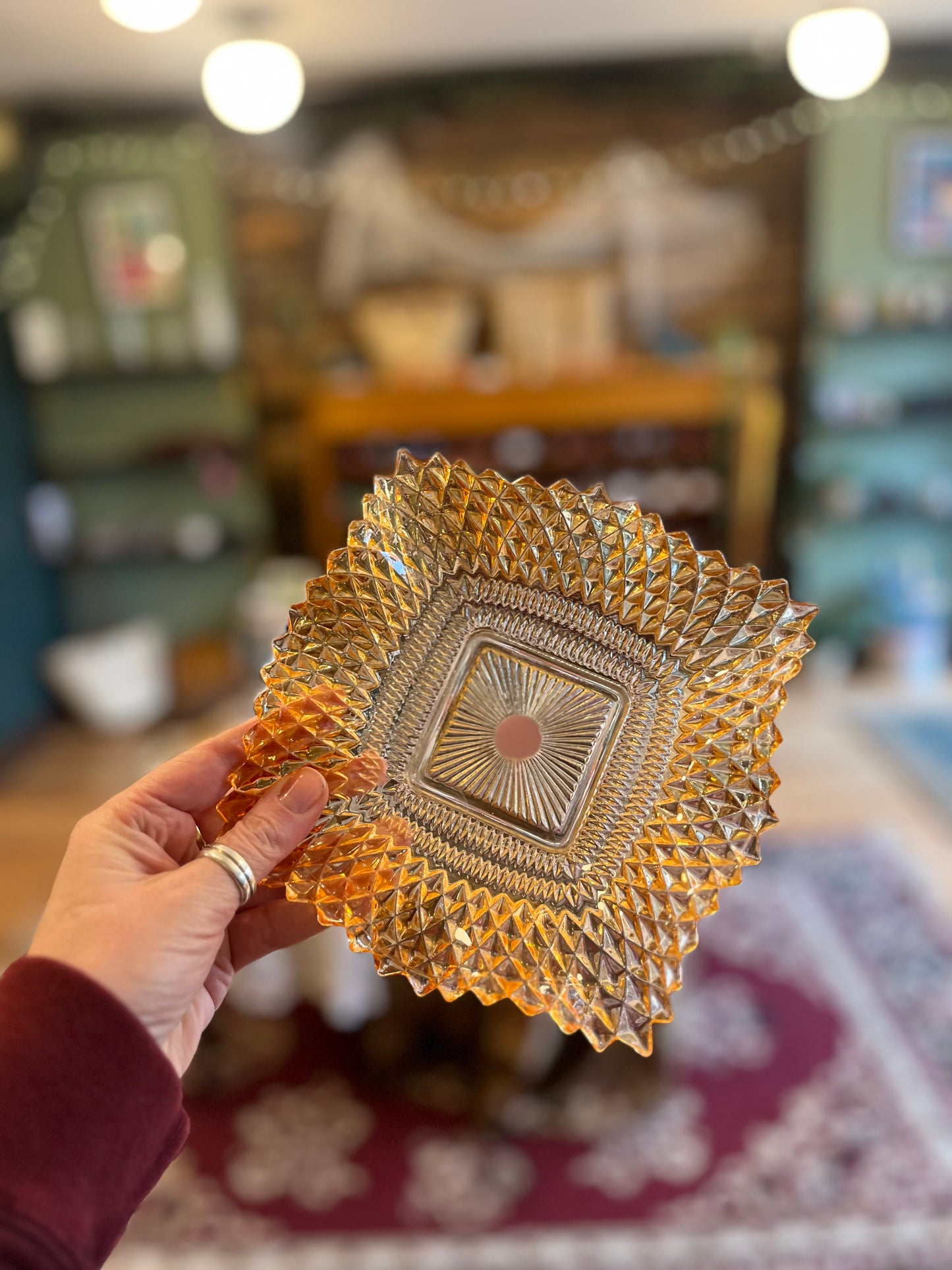 Vintage depression glass candy dish