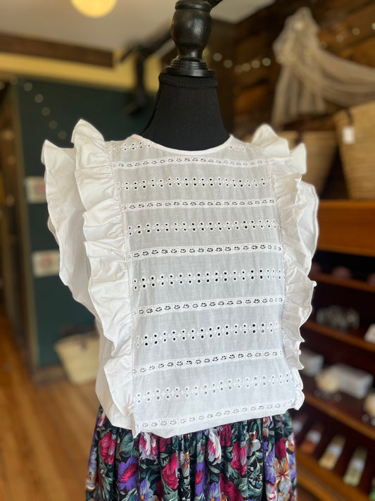 White Cotton Eyelet Blouse Balzac Paris, L