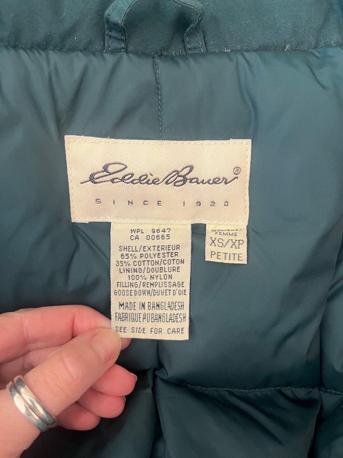 Vintage green Eddie Bauer puffer coat, XS petite