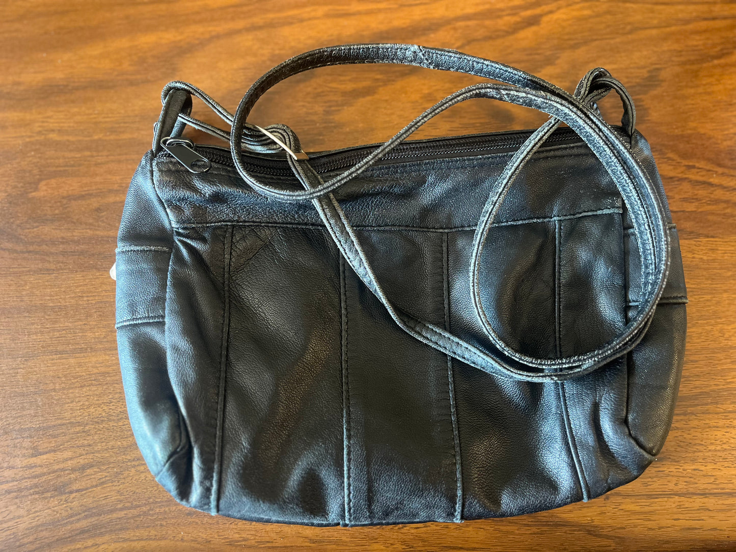 Small black leather shoulder bag