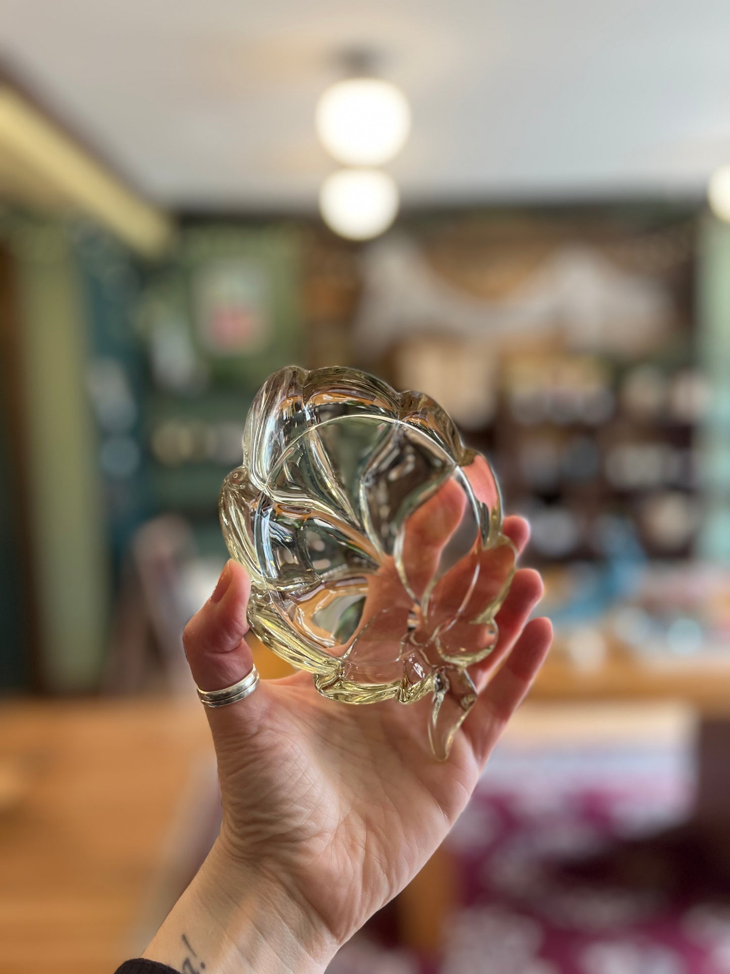 Vintage glass leaf dish