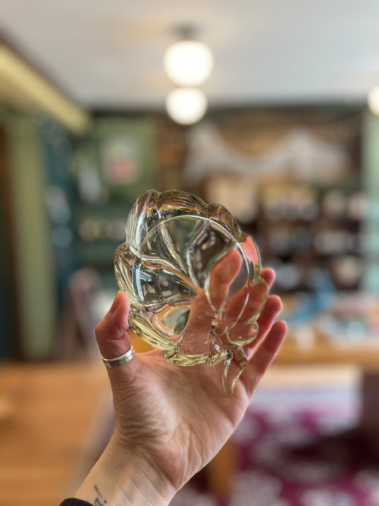Vintage glass leaf dish