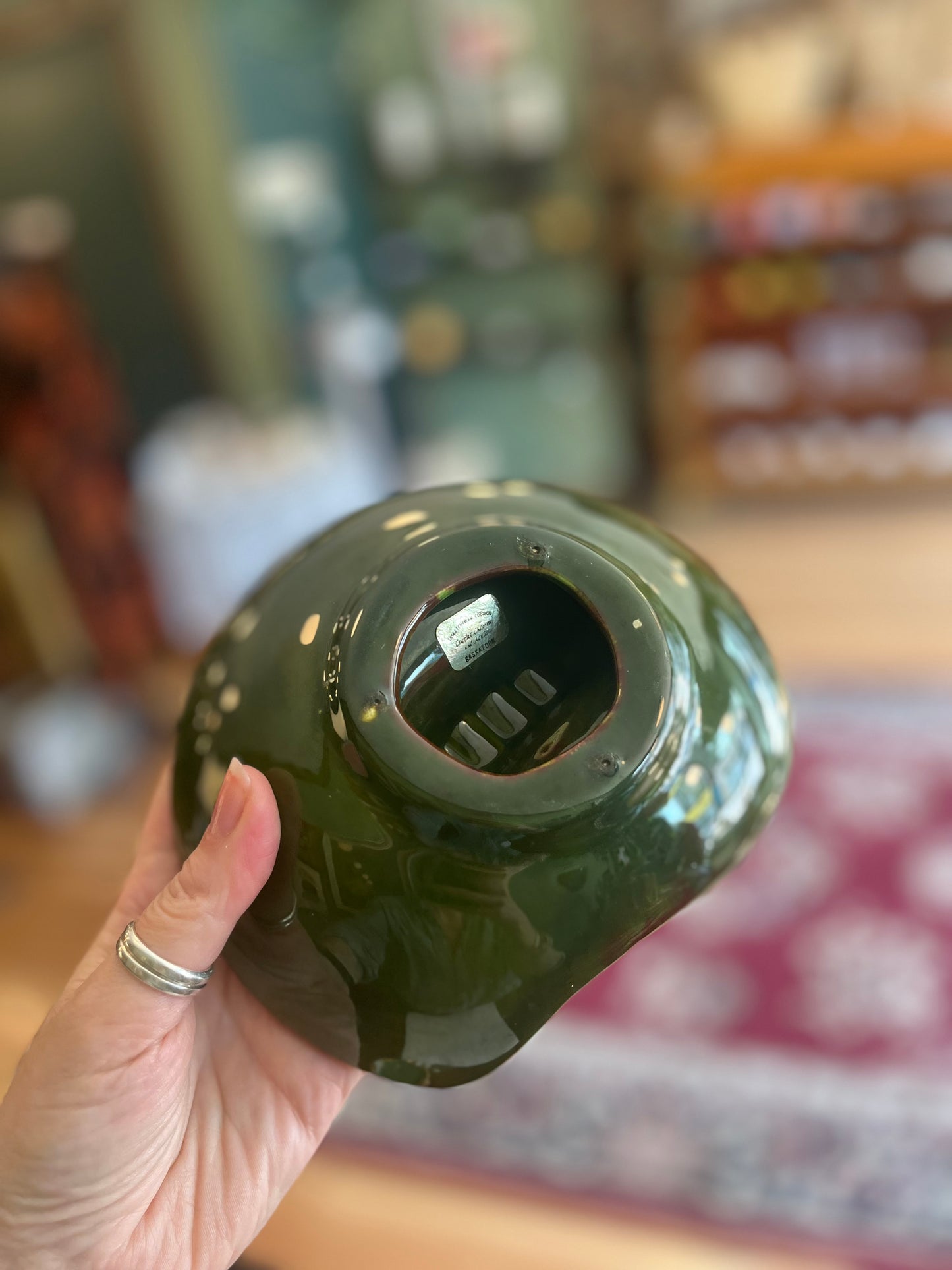 Green ceramic ashtray