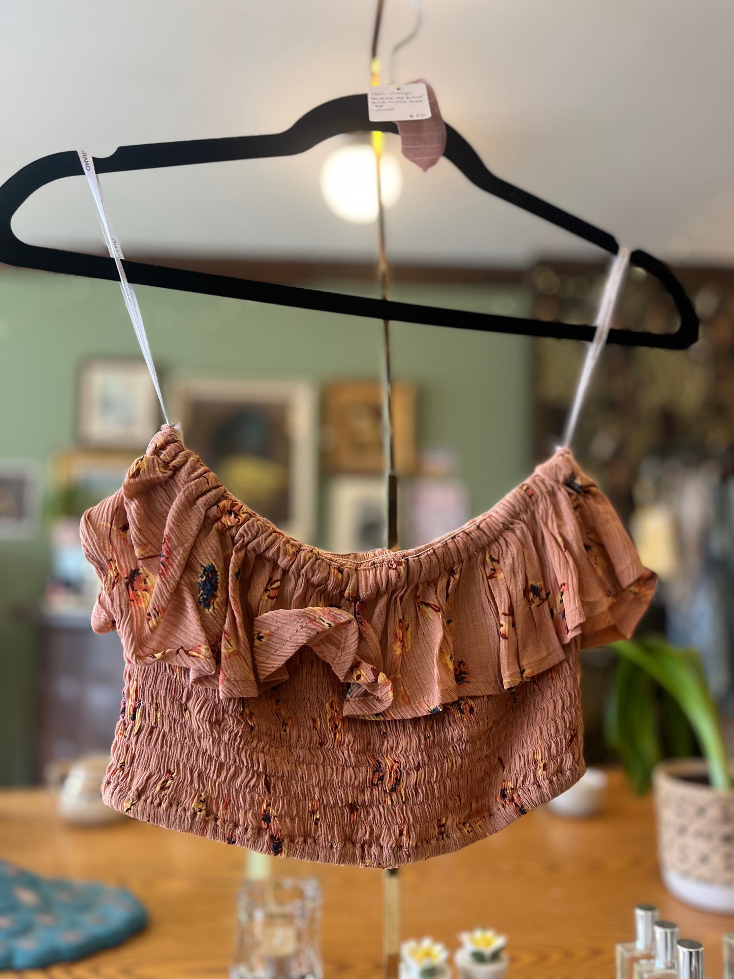 Non vintage faithfull the brand pink ruffle tube top, small