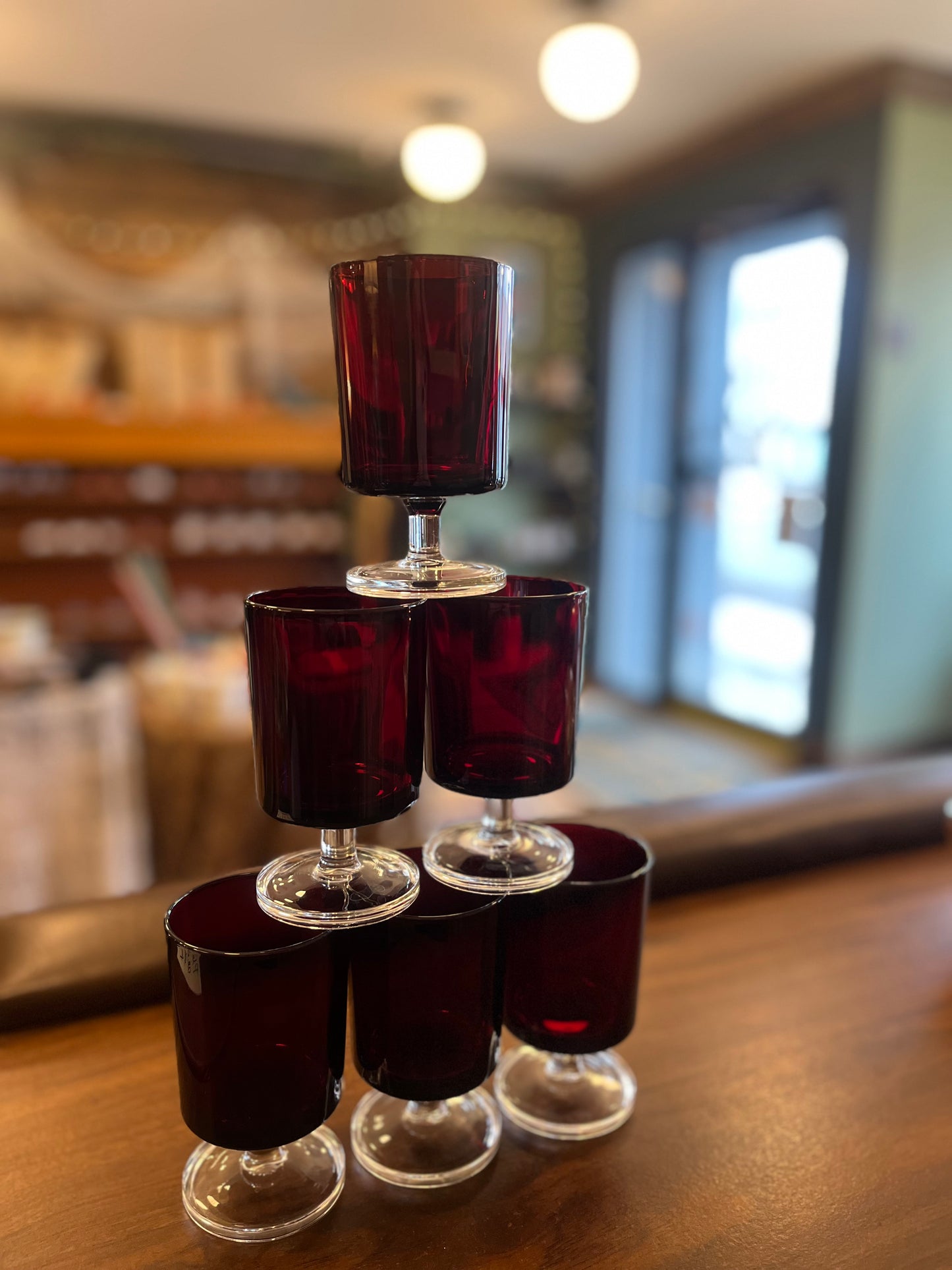Vintage Ruby Red Wine Glasses