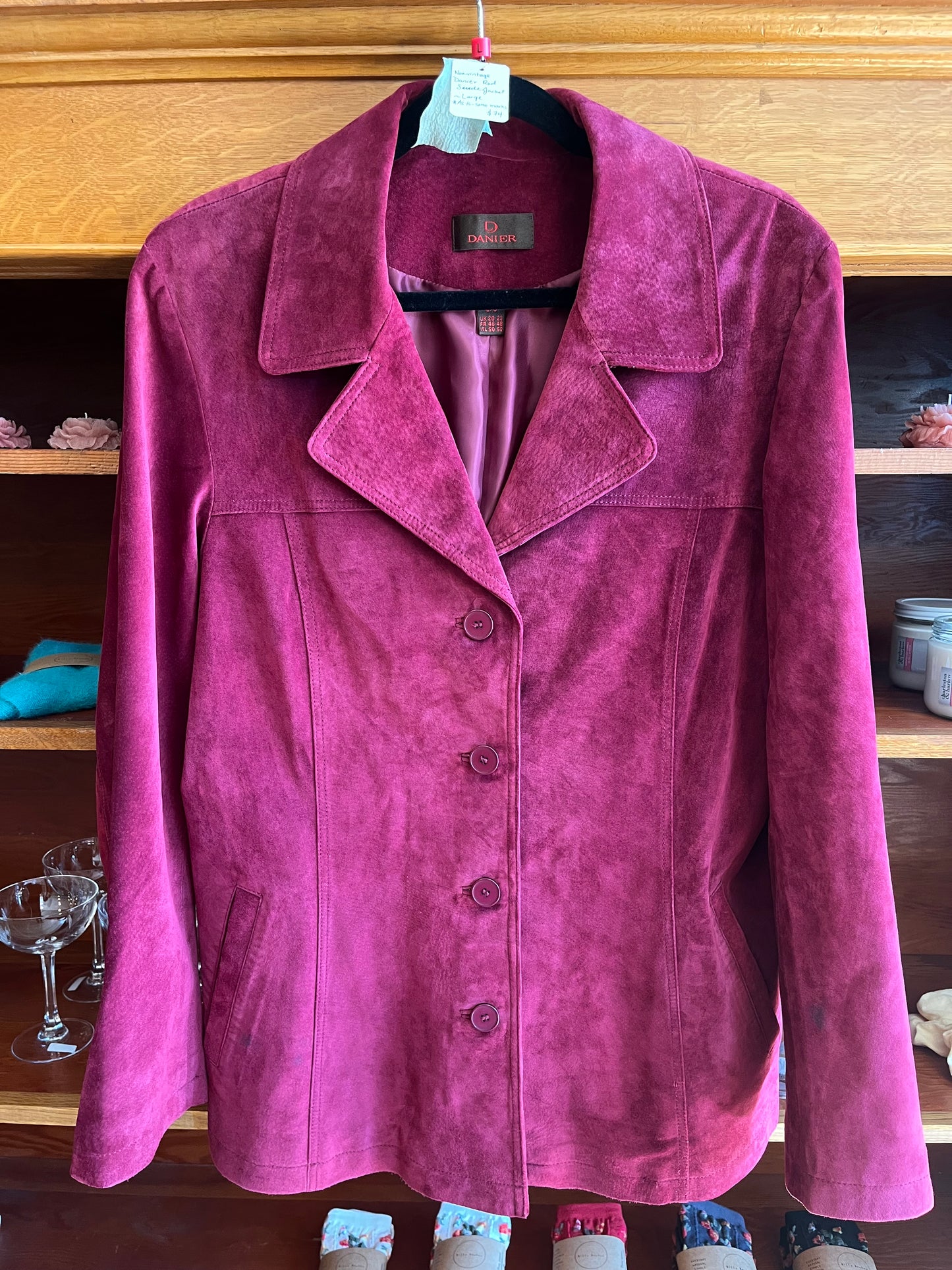 Non vintage Danier red suede jacket, large