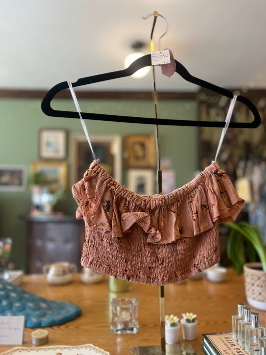 Non vintage faithfull the brand pink ruffle tube top, small
