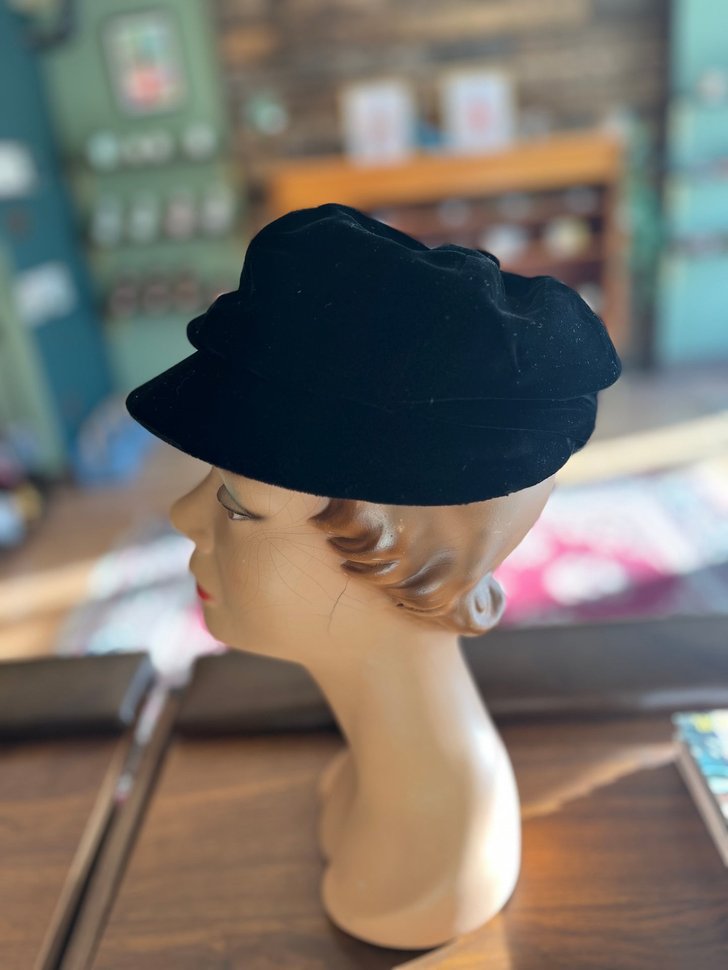 Vintage 70’s Black Velvet Cap